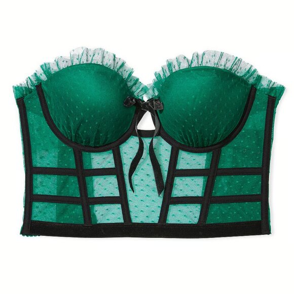 Victoria's Secret VS DREAM ANGELS Green Strapless Dotted Mesh Corset Top, 32DD - Picture 11 of 11
